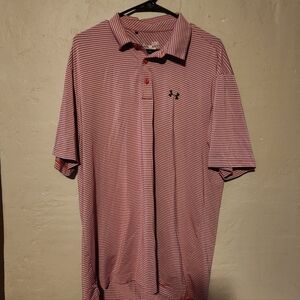 Under Armour Polo Stripe Shirt Grey/red Loose XL